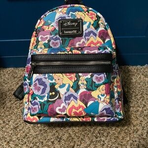 Loungefly Alice Flower AOP Cheshire smile backpack NWT